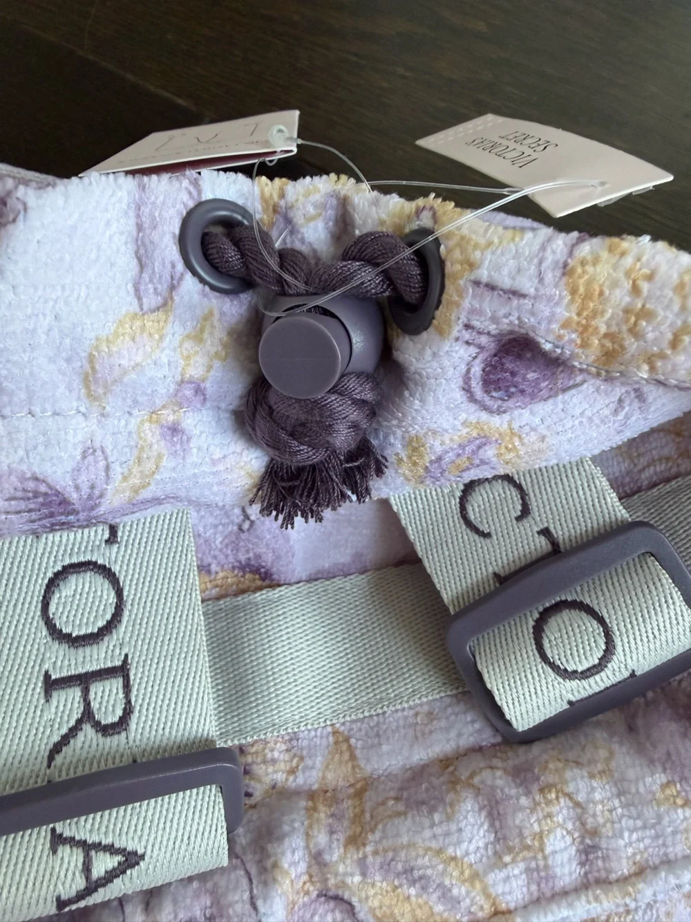 Victoria's Secret Lavender Floral Beach Towel with Backpack Straps